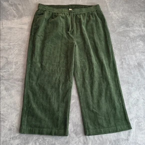 NWOT Lucy & Yak Norris Wide Leg Cotton Corduroy Trousers Green Size 2XL - Picture 3 of 14